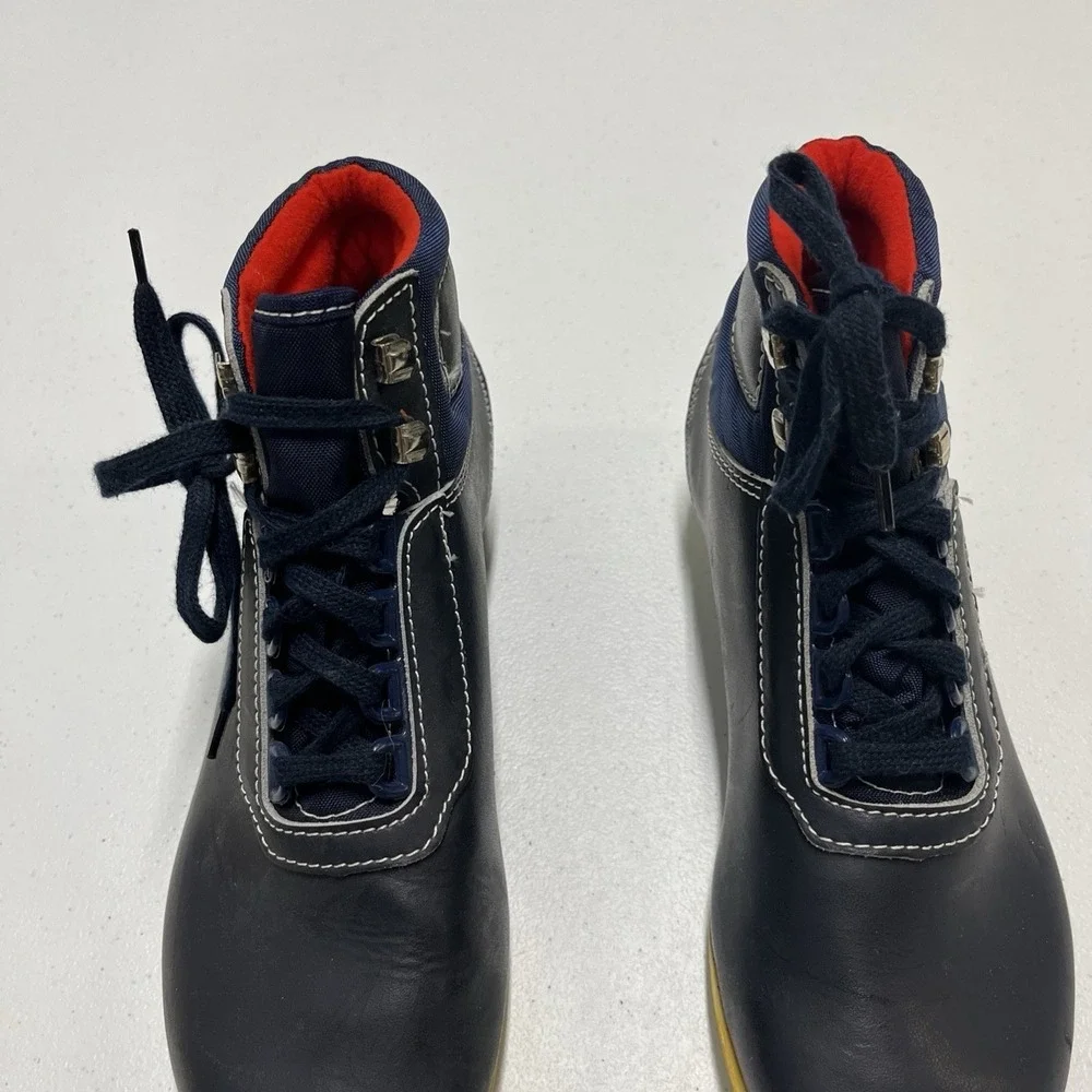 Solomon SNS Cross Country Ski Boots Shoes Blue Leather Mens 6.5 SR 45 Old Profil